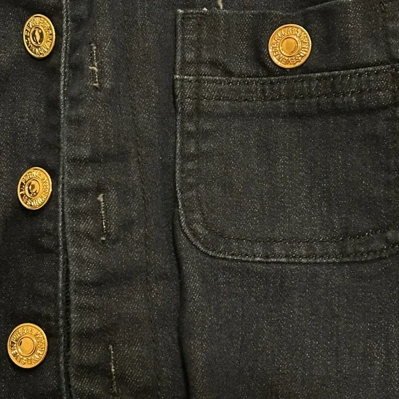 7 For All Mankind Dark Denim Romper with Gold Buttons - Picture 7 of 10